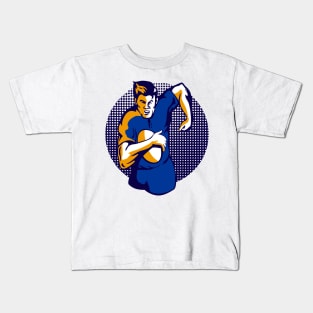 Rugby Winger With Ball Retro Kids T-Shirt